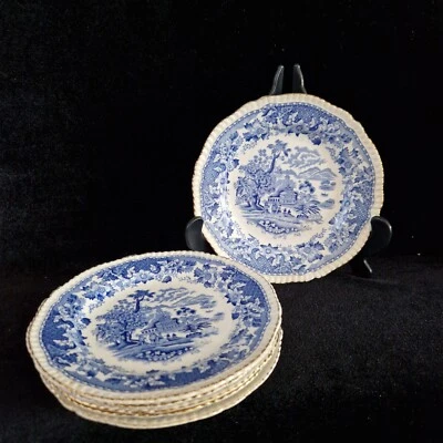 6 x Antique Wood & Sons Ironstone  Cake Plates "Seaforth" 16 cm - Image 1 of 4