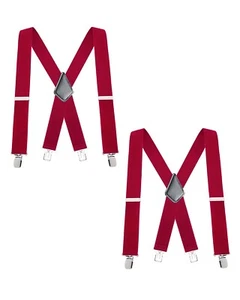 Buyless Fashion Mens 2 Pack Suspenders - 48" Adjustable Heavy Duty 2" Wide - X - Picture 1 of 77