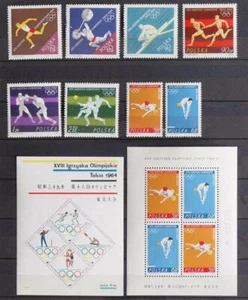 POLAND 1964 OLYMPICS, XF MNH** Sheets + Set, Sport Stamps, Air Mails Athletics - Picture 1 of 1