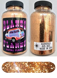 Blakes Metal Flake .015 Marigold light orange Hot Rod custom automotive 5oz jar - Picture 1 of 2