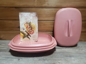 Tupperware Steamer Warmer 6 Cup Dusty Rose 3 Piece Set & Recipes Pre-owned VG  - Picture 1 of 10