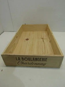OLD WOOD-WOODEN BOULANGERIE CHARDONNAY WINE WOOD CRATE BOX CARRIER - Picture 1 of 4