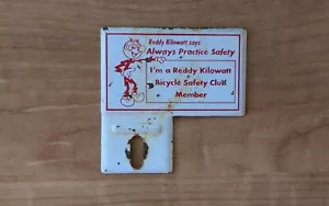 Vintage Reddy Kilowatt Always Practice Safety Bicycle Club License Plate Topper - Picture 1 of 2