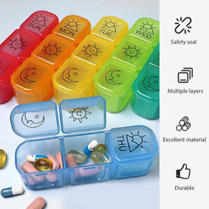 Weekly Portable Travel Easy Clean Home 7 Day Pill Box 3 Times A Day Office