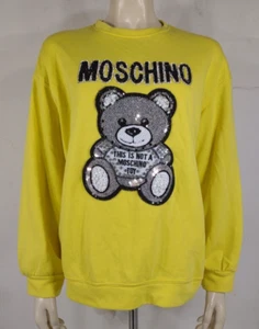 Moschino Couture yellow jeweled embellished bear pullover sweatshirt ladies XL - Picture 1 of 8