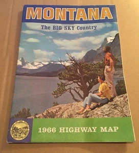 MONTANA The Big Sky Country  Vintage 1966  USA Highway Map - Bild 1 von 3