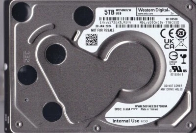 WD50NDZW-11BCSS0 s/n: WX72DA JAN/2024 5TB 2.5 USB 3.0 WESTERN DIGITAL Spyglass-3 Foto 1 de 4
