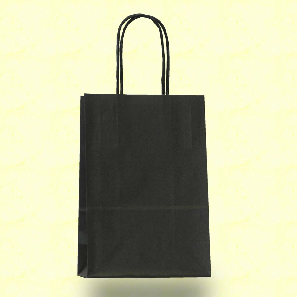 10 - 1200 Papiertragetaschen Papiertüten schwarz Kordel 14+8x21 cm Tüten Basteln - Bild 1 von 1