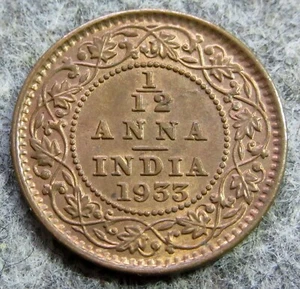 INDIA British GEORGE V 1933 1/12 ANNA Bronze UNC km# 509 yes we combine postage - Picture 1 of 6