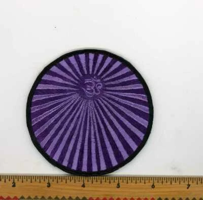 Embroidered Purple Om Sun rays Patch Fair Trade Nepal 3" Round - Image 1 of 4