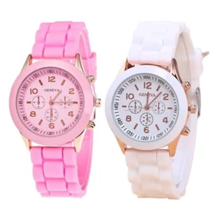 Ladies Fashion Wrist Watch Female Teens Kids Student Silicone Quartz Multicolor - Picture 1 of 36