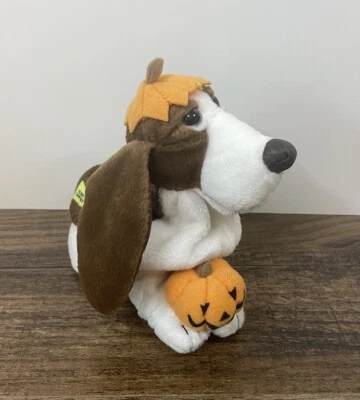 Vintage Hush Puppies Basset Hound 6" Beanbag Plush Pumpkin Autumn Fall Halloween - Image 1 of 4