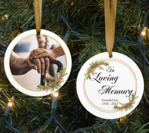 Personalised Photo In Loving Memory Ornament Decoration Picture Christmas Bauble - Picture 1 of 5
