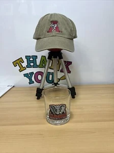 Vintage ALABAMA CRIMSON TIDE And Glass Tumbler Low Profile HAT Rare No Scroll - Picture 1 of 6