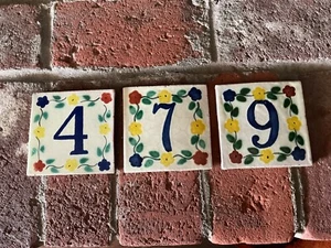Mexican Talavera House Numbers Ceramic Tile 4.25" x 4.25" Handmade 4 7 6 or 9 - Picture 1 of 6
