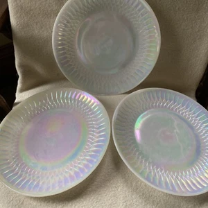 3 PLATOS DE CENA GRANDES RAROS DIFÍCILES DE ENCONTRAR Federal Glass AURORA Borealis a prueba de calor - Imagen 1 de 9