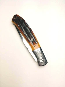Hand Engraving on Fine Gentleman's Pocket Knife in Black Sheath - Picture 1 of 12
