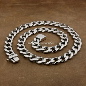 Stainless Steel Handmade Cuban Link Chain Mens Biker Punk Necklace 5D005NB BZ - Picture 1 of 17