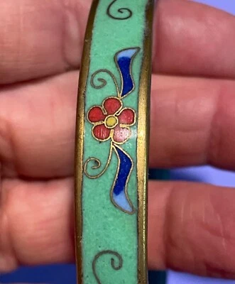 Винтажный браслет CLOISONNÉ эмаль ретро китайский стиль тяжелый потрясающий около 1970' - Изображение 1 из 4