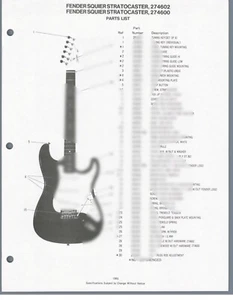 FENDER SQUIER STRAT Vtg 1986 Parts List Guitar Wiring Diagram 274602 274600 ORIG - Bild 1 von 2