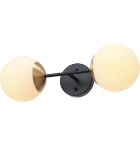 Globe Electric 52079 Celestia 2-Light Wall Sconce, Matte Black, Antique Brass... - Picture 1 of 7