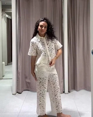 PANTALONES CORTOS ZARA MUJER DETALLE ENCAJE CRUDO | 8786/515_S, L, NUEVOS CON ETIQUETAS Foto 1 de 4