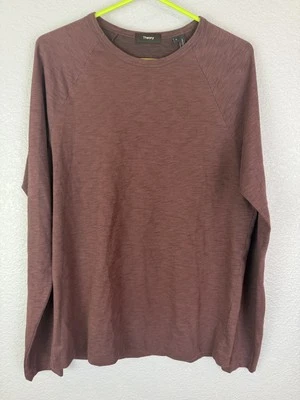 Camisa Pullover Theory Para Hombre Pequeña Marrón Dustyn L Atmos Manga Larga Cuello Redondo Suave Foto 1 de 4