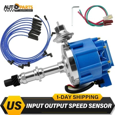 For PONTIAC 326 350 389 400 455 Blue HEI DISTRIBUTOR + 8.5mm SPARK PLUG WIRES - Image 1 of 4