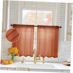 Transparente Vorhänge 36 Zoll Länge Küche 29 Zoll Breite x 36 Zoll Länge (2er Pack) Terrakotta - Bild 1 von 8