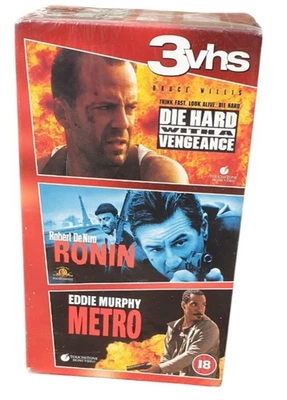 3 NEW vhs Tapes BRUCE WILLIS Die Hard ROBERT DeNIRO Ronin EDDIE MURPHY Metro - Image 1 of 2