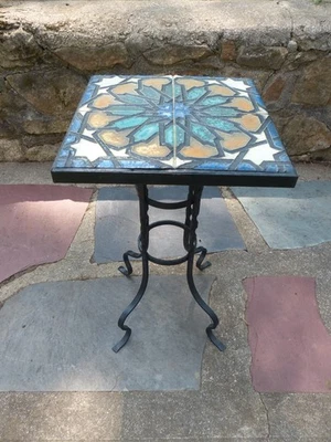 Antique California Wrought Iron Arts & Crafts Tile Top Table West Coast Co 1915 - Image 1 of 4