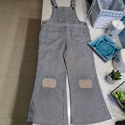 Vintage Health-Tex Stantogs Bib Overalls Kid Size 6 Patched Flare Leg #4927L501 - Image 1 of 4