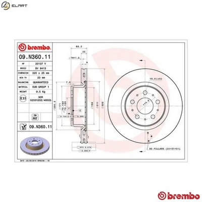 2x BRAKE DISC 09.N360.11 FOR TESLA - Image 1 of 4