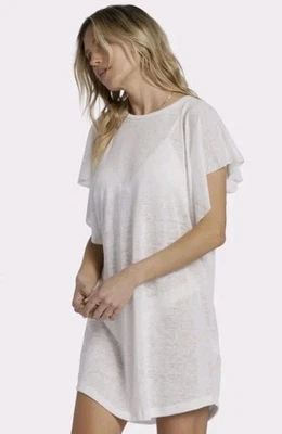 Billabong Out For Waves Natación Bikini Cubrir Vestido Mangas Volantes Blanco Transparente Md Foto 1 de 4