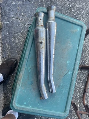 Upturned Cocktail Shaker Mufflers For 1-1/2” Dia Pipes.  Triumph, BSA, Etc - Image 1 of 3