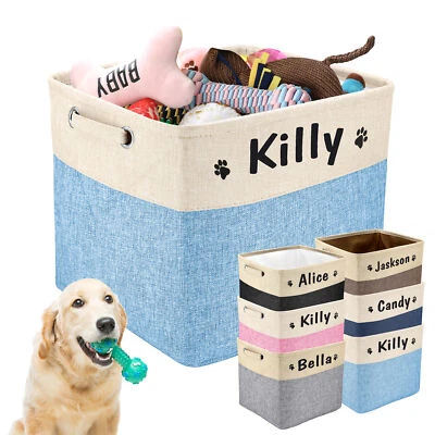 Personalized Collapsible Dog Toy Storage Basket Bin Rectangular Pet Organizer - Image 1 of 4