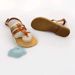 SO Authentic American Heritage Girls Strap Sandals Size 12 Memory Foam Cognac - Picture 1 of 12