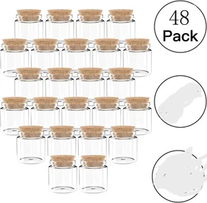 48 Pack 1.7 Oz Glass Bottles w/ Cork Stoppers,50 ML Mini Small Glass Bottles NEW - Picture 1 of 6