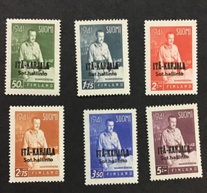 KARELIA 1942 VF -XF MH Sc#N16-N21 FINNISH OCCUPATION RUSSIA MANNERHEIM, (W39) - Picture 1 of 2