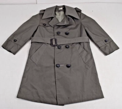 Abrigo Guisante Vintage Niños Cinturón Talla 8 Años 60 Gris Forrado Hasta la Rodilla Bien A Medida Foto 1 de 4