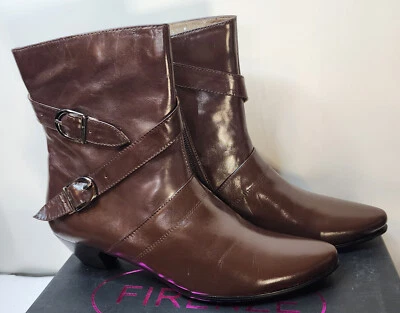 Firenze 女式皮革棕色小牛高筒靴欧码 38 美国 7 1/2 带盒 — 第 1/4 张图片