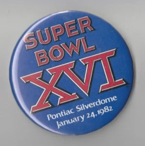 Super Bowl XVI At Pontiac Silverdome Pin Botón Trasero - Imagen 1 de 1