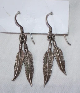 Pendientes de plata esterlina nativos americanos pluma colgante suroeste boho western - Imagen 1 de 4