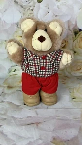 Boone Furskins Holiday WENDY'S 1986 7in Teddy Bear Plush Toy Farmer Vintage - Picture 1 of 11