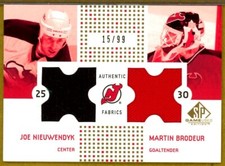 2002-03 SP Game Used Authentic Fabrics Gold - Nieuwendyk / Brodeur JERSEY /99