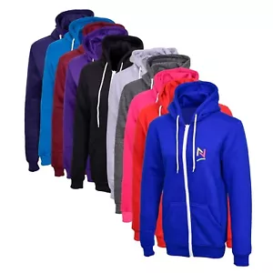 Ladies Women Plain Coloured Hoodie Zip Up Fleece Hooded Sweatshirt Jacket Tops - Picture 1 of 21