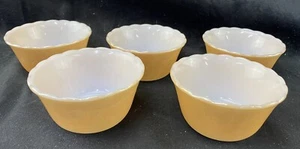 6 Anchor Hocking Fire King Scalloped Peach 6 oz Custard Cups Ramekin Lusterware - Picture 1 of 4