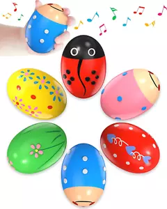 6 Pack Wooden Percussion Musical Shaker, Toddlers Stocking Stuffers 1 2 3 Year O - Picture 1 of 12