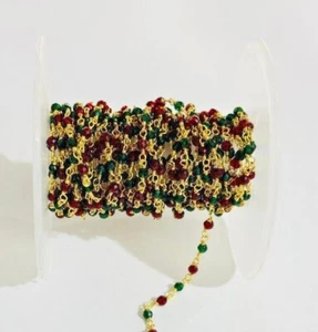 3mm Green & Garnet Multi Hydro Beads Bulk Roll Jewelry Making Rosary Chain - Picture 1 of 7