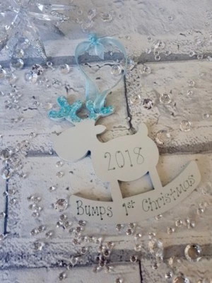 Personalised Tree Decoration Reindeer Baby Bump’s 1st First Christmas 2025 Gift - Image 1 of 4